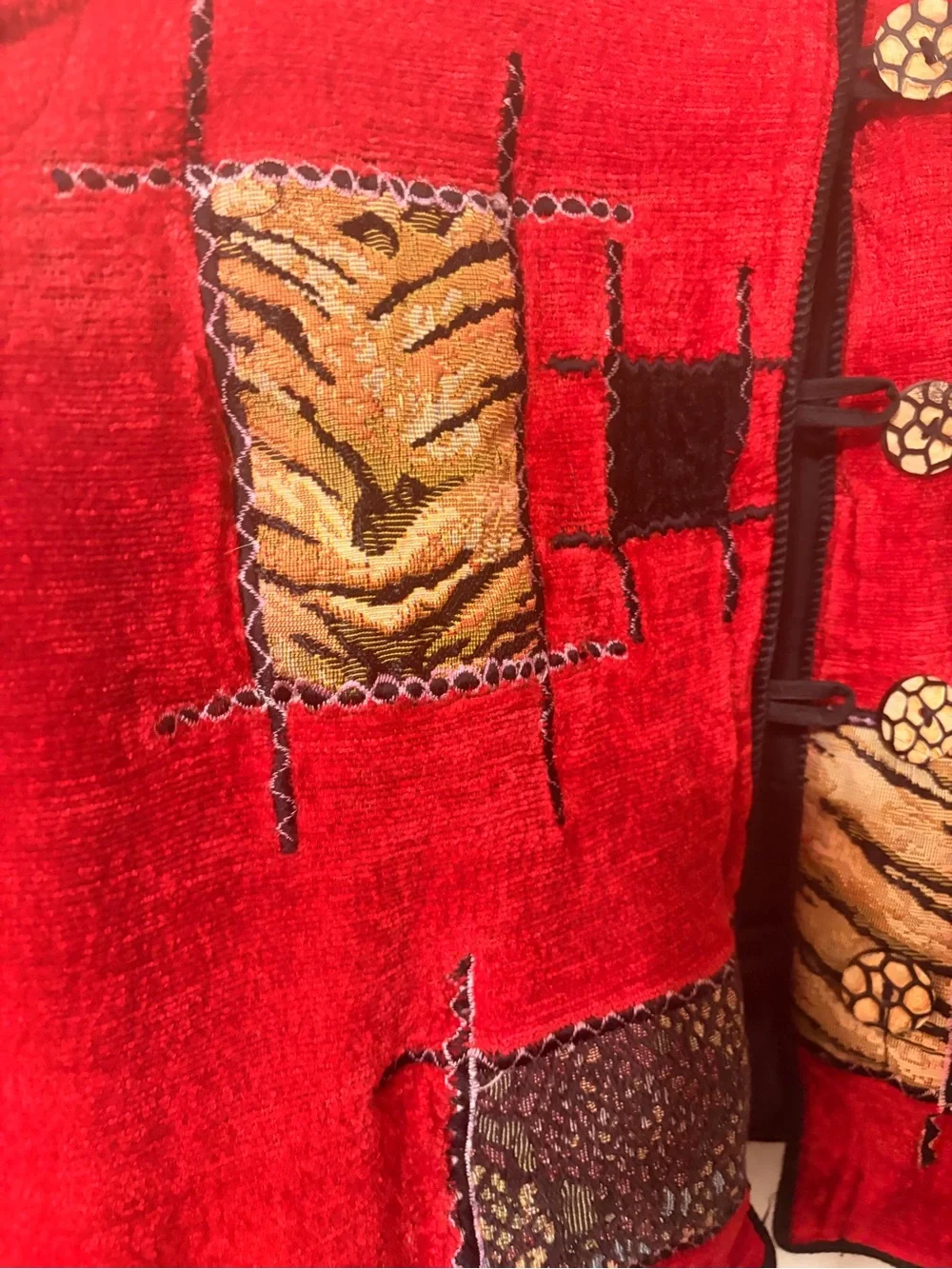 Allure Red Patchwork Animal-Print Jacket